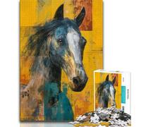 Puzzles 1000 Pieces for Adults Horse Watercolor,Help The Brain Exercise Addictive Toys to Cultivate Patience Artists Collection,Fine Art (38x26cm)