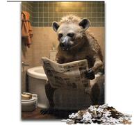 Puzzles 1000 Pieces for Adults Hyena Reading Newspaper Made of Wood, Ideal for Home & Office Decor, for Birthday 50x75cm for Family Interactive Game