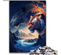 Puzzles 1000 Pieces for Adults Ice And Fire Tiger Puzzle Challenging Brain Teaser for Teenagers, Perfect for Home Decor Or Gift (size : 50x75cm)