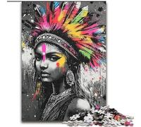 Puzzles 1000 Pieces for Adults Indian Princess Graffiti Made of cardboard, Making It A Great Gift for Family Fun size 38x26CM for Home Decor, Brain Training