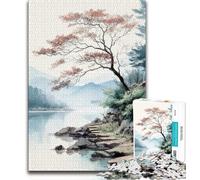 Puzzles 1000 Pieces for Adults Japanese Landscape Painting Adult Puzzles,Staycation Kill Time with Fully Interlocking Randomly Shaped Pieces (size 38x26cm)
