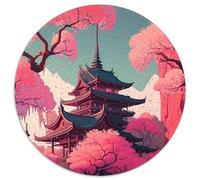 Puzzles 1000 Pieces for Adults Japanese Temple 1000Pc Adults Round Jigsaw Puzzle Perfect for Family Gatherings, Birthdays, Holidays (Size 67.5x67.5cm)