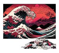 Puzzles 1000 Pieces for Adults Japanese Waves cardboard Jigsaw Brain Teaser Game, Interactive Family Game, Suitable for Ages 14+ 26X38CM/10.23x14.96inch