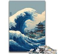 Puzzles 1000 Pieces for Adults Japanese Waves Teenager Puzzles,Fun Games Every Piece Is Unique - Challenging Family Fun Game (75x50cm)