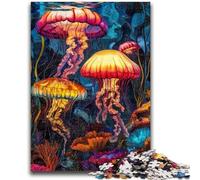 Puzzles 1000 Pieces for Adults Jellyfish Oil Painting Teenager Puzzles,Fun Games Every Piece Is Unique - Challenging Family Fun Game (38x26cm)