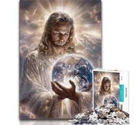 Puzzles 1000 Pieces for Adults Jesus Holding The Earth Adult Jigsaw,Challenging Game Gifts for Is Ideal As A Gift for The Whole Family (size 38x26cm)