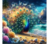 Puzzles 1000 pieces for Adults jigsaw puzzles for adults 1000 Piece Educational Challenge Puzzle for adults,Educational Games Decoration puzzle Beach Peacock Flowers