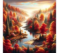 Puzzles 1000 pieces for Adults jigsaw puzzles for adults 1000 Piece Educational Challenge Puzzle for adults,Educational Games Decoration puzzle Autumn Woods Rivers