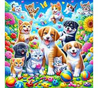 Puzzles 1000 pieces for Adults jigsaw puzzles for adults 1000 Piece Educational Challenge Puzzle for adults,Educational Games Decoration puzzle Playful Cats Dogs