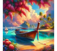 Puzzles 1000 pieces for Adults jigsaw puzzles for adults 1000 Piece Educational Challenge Puzzle for adults,Educational Games Decoration puzzle Tropical Island Boat