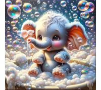 Puzzles 1000 pieces for Adults jigsaw puzzles for adults 1000 Piece Educational Challenge Puzzle for adults,Educational Games Decoration puzzle Bathing Elephant Bubbles