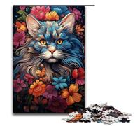 Puzzles 1000 Pieces for Adults Jigsaw Puzzles for Adults 1000 Piece Puzzle Educational Games-Colorful Exotic Flower Cat