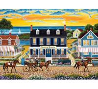 Puzzles 1000 Pieces for Adults jigsaw puzzles for adults-City illustration Charming Seaside Villa -1000 Piece Puzzle Classic Educational Games Beautiful Decoration Puzzle