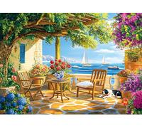 Puzzles 1000 Pieces for Adults jigsaw puzzles for adults-Colorful Mediterranean Patio-1000 Piece Puzzle Classic Educational Games Beautiful Decoration Puzzle