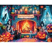 Puzzles 1000 Pieces for Adults jigsaw puzzles for adults-Horror Halloween Haunted Fireplace and Skeletons Theme-1000 Piece Puzzle Classic Educational Games Decoration Puzzle