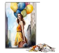 Puzzles 1000 Pieces for Adults Joyful Girl Art Print Jigsaw Wall Decoration Unique Birthday And Xmas Gifts 75x50cm