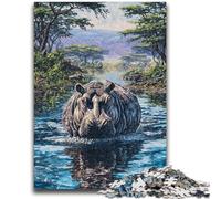 Puzzles 1000 Pieces for Adults Jungle Hippo 1000 Pieces for Adults,Learning Educational Toys Family Games Unique Birthday And Gifts (75x50cm)