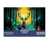 Puzzles 1000 Pieces for Adults Jungle Moose 。 Puzzles for Adults 1000 Piece Puzzle Educational Games-(The Surreal Deer) 38x26cm/1000pcs