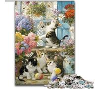 Puzzles 1000 Pieces for Adults Kitten in The Garden, Elephant Toy Intellectual Game Birthday Present, Gifts, Wall Art for Ages 14+ (Size 50x75cm)