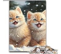 Puzzles 1000 Pieces for Adults Kitten in The Snow Impossible Jigsaw Puzzles for Adults for Teenagers Educational Games Gifts (Szie 50x75 cm)