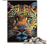 Puzzles 1000 Pieces for Adults Leopard Pop Art Animal Made of Wood, Perfect Christmas & New Year Gift, 50x75cm for Home Decor, Brain Training