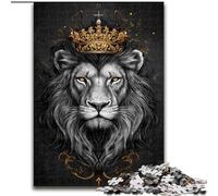 Puzzles 1000 Pieces for Adults Lion Wearing Crown Difficult Puzzles for Adults 50X75CM Family Game Night Fun, DIY Decorative Artwork