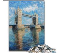 Puzzles 1000 Pieces for Adults London Bridge Oil Painting, Help The Brain Exercise Addictive Toys to Cultivate Patience Perfect Decoration (Size 50x75cm)