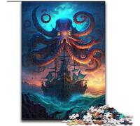 Puzzles 1000 Pieces for Adults Magic Octopus Made of Wood, Interactive Family Game, Suitable for Ages 14+ 50x75cm An for Christmas Or Birthdays