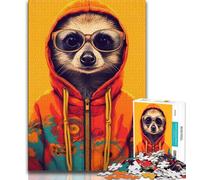 Puzzles 1000 Pieces for Adults Meerkat Hoodie 1000 Pieces for Teenagers,Quiz Game Wall Decoration Unique Birthday And Xmas Gifts 75x50cm
