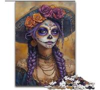 Puzzles 1000 Pieces for Adults Mexican Skull Made of Wood, Making It A Great Gift for Family Fun size 50X75CM for Home Decor, Brain Training