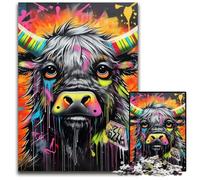 Puzzles 1000 Pieces for Adults Mgraffiti Painting Yak Wooden Jigsaw Puzzles Family Interactive Game, Craft Gift with Colorful Artwork 50x75CM/19.68x29.52inch