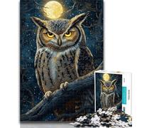 Puzzles 1000 Pieces for Adults Midnight Owl Puzzles for Teenagers,Fun Games Every Piece Is Unique - Challenging Family Fun Game 26x38cm
