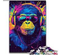 Puzzles 1000 Pieces for Adults Monkey Wearing Glasses, Family Game Stress Reliever Difficult Challenge Enhance Love between Couples (Size 26x38cm)