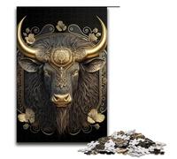 Puzzles 1000 Pieces for Adults Musk Ox Golden Art Deco Jigsaw Wall Decoration Unique Birthday And Xmas Gifts 75x50cm