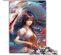 Puzzles 1000 Pieces for Adults Mystical Dragon Girl Made of Wood, for Ages 14+ 50x75cm DIY Art Decor