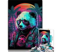 Puzzles 1000 Pieces for Adults Neon Panda Adult Jigsaw,Challenging Game Gifts for Is Ideal As A Gift for The Whole Family (size 38x26cm)