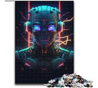 Puzzles 1000 Pieces for Adults Neon Robot Face Impossible Jigsaw Puzzles for Adults size 26x38cm Brain Teaser Game, Interactive Family Game, Suitable for Ages 14+