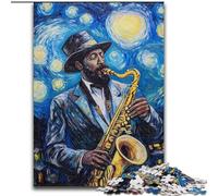 Puzzles 1000 Pieces for Adults Night Sky Saxophone Performance Jigsaw Puzzles Made of Wood Relaxing Entertainment, Home Decor size 50X75CM
