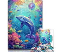 Puzzles 1000 Pieces for Adults Ocean Dolphin Teenager Jigsaw,Brain Intelligence Challenge Addictive Toys for Home Decoration 26x38cm