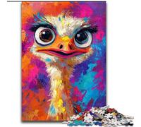 Puzzles 1000 Pieces for Adults Ostrich Oil Painting Made of Wood, Making It A Great Gift for Family Fun size 50X75CM for Home Decor, Brain Training