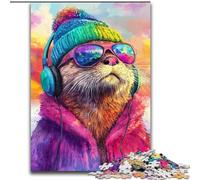 Puzzles 1000 Pieces for Adults Otter Listening to Music cardboard Jigsaw Puzzles for Adults 26X38CM Ideal for Family Fun, Relaxation