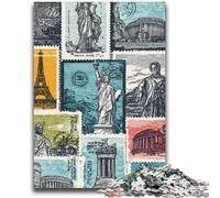 Puzzles 1000 Pieces for Adults Paris Stamp Collage for And from 14 Years And over Hands-on Game Christmas Game Gifts 50x75cm