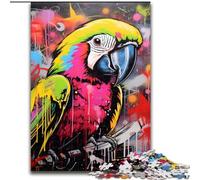Puzzles 1000 Pieces for Adults Parrot Graffiti Painting Made of Wood, with Family Interactive Game, for Ages 14+ 50x75cm An for Christmas Or Birthdays