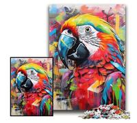 Puzzles 1000 Pieces for Adults Parrot Graffiti Puzzles for Adults Birthday Gift Idea, Challenging Brain Teaser Game Size 26x38cm