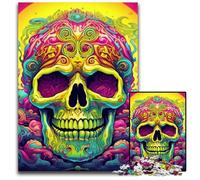 Puzzles 1000 Pieces for Adults Pink Skull Wooden Jigsaw Puzzles Family Interactive Game, Craft Gift with Colorful Artwork 50x75CM/19.68x29.52inch