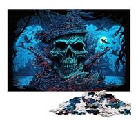 Puzzles 1000 Pieces for Adults Pirate Skeleton Wooden Jigsaw Puzzles Family Interactive Game, Craft Gift with Colorful Artwork 50x75CM/19.68x29.52inch