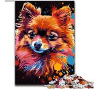 Puzzles 1000 Pieces for Adults Pomeranian Dog Art Made of Wood, Making It A Great Gift for Family Fun 50x75cm for Home Decor, Brain Training