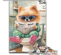 Puzzles 1000 Pieces for Adults Pomeranian Go Toilet Made of Wood, Fun Present & Activity for Home 50x75cm Adult Game Gift Family Interactive Game Brain Challenge Gift