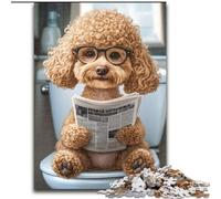 Puzzles 1000 Pieces for Adults Poodle on The Toilet Jigsaw Interactive Family Game, Ideal, Family Activity Game 50X75CM