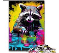 Puzzles 1000 Pieces for Adults Psychedelic Animal Raccoon Difficult Puzzles for Adults size 26x38cm Challenging Brain Teaser - Relaxing Toy for Teenagers